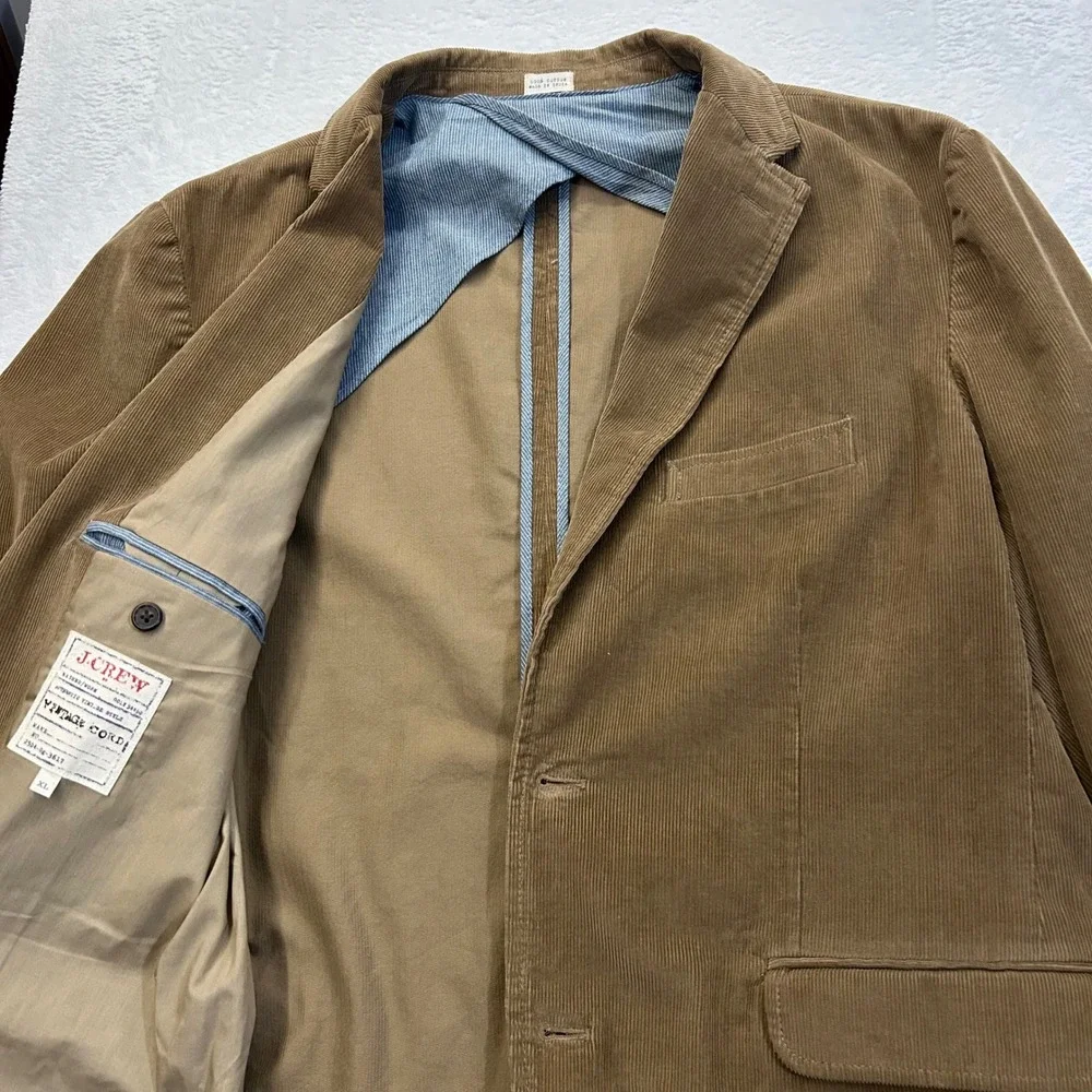 J.Crew Vintage Cord Sport Coat Blazer Sz XL Brown Corduroy Cotton Jacket Unlined